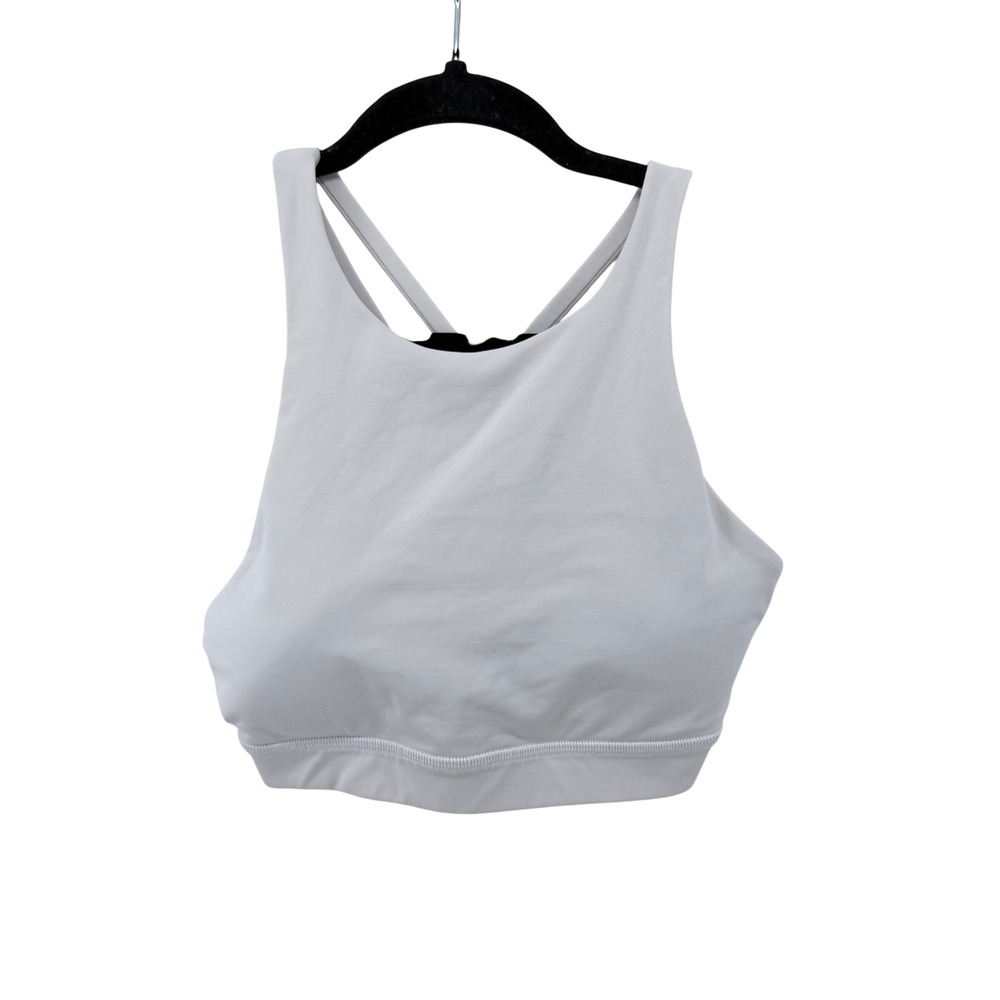 Lululemon Energy Bra High Neck White Crisscross Strappy Back Sports Bra Size 6